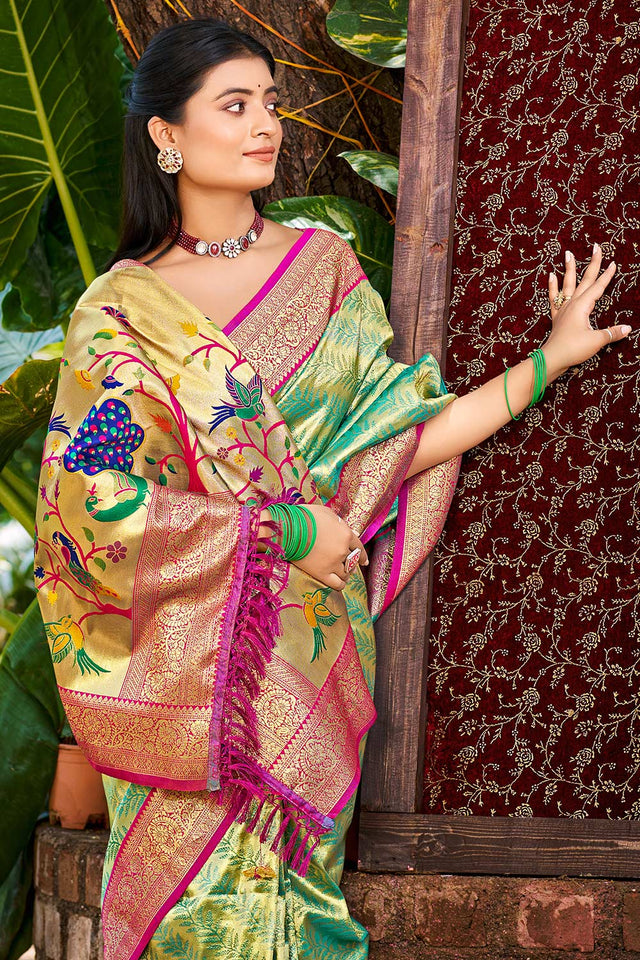 Multi-Color Woven Kanjivaram Silk Saree