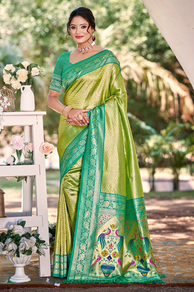 Green Woven Silk Saree