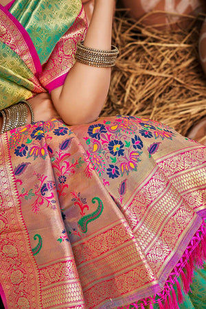Multi-Color Woven Kanjivaram Silk Saree
