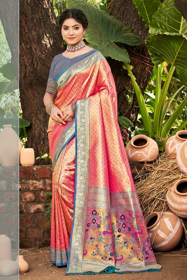 Multi-Color Woven Kanjivaram Silk Saree