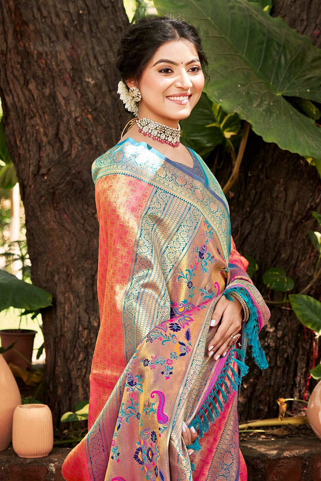 Multi-Color Woven Kanjivaram Silk Saree