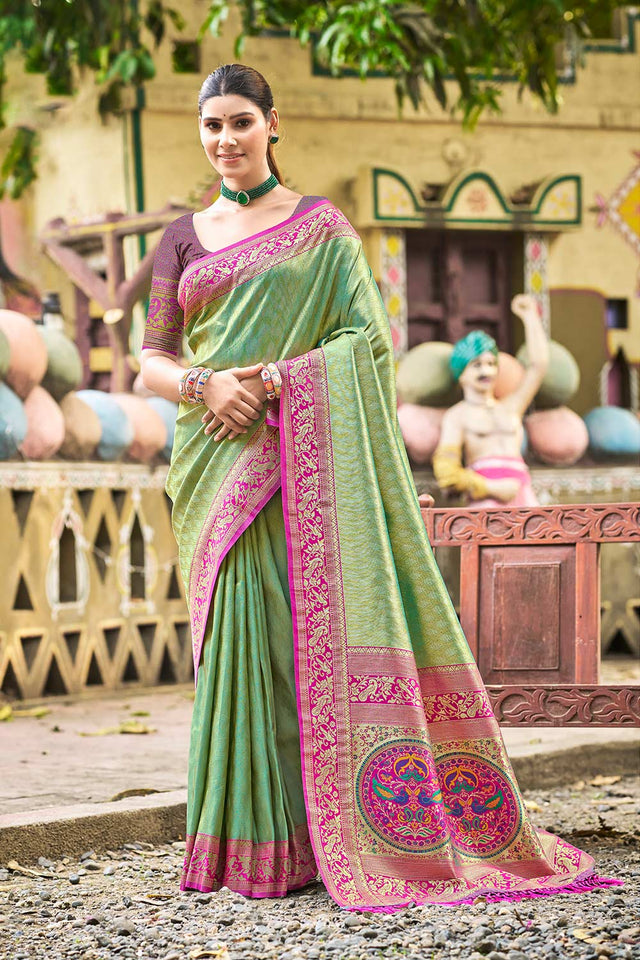 Multi-Color Woven Kanjivaram Silk Saree