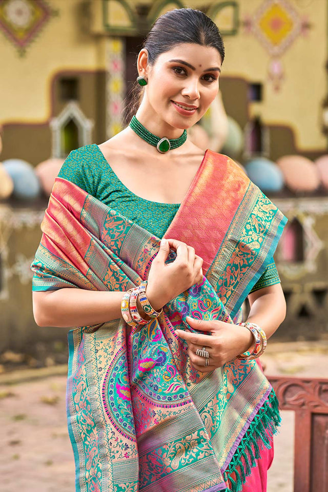 Multi-Color Woven Kanjivaram Silk Saree