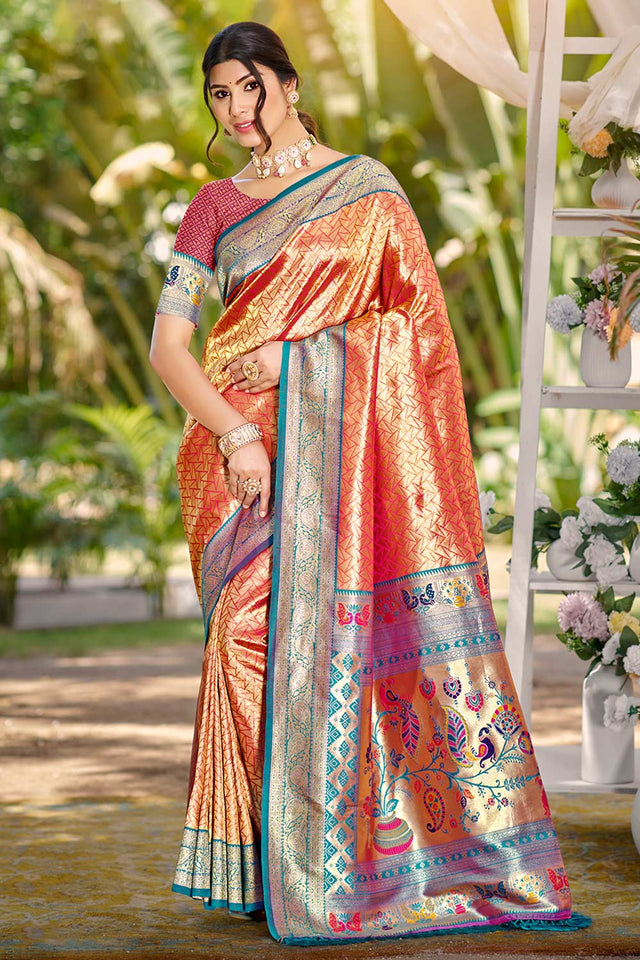 Multi-Color Woven Kanjivaram Silk Saree