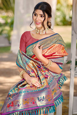 Multi-Color Woven Kanjivaram Silk Saree