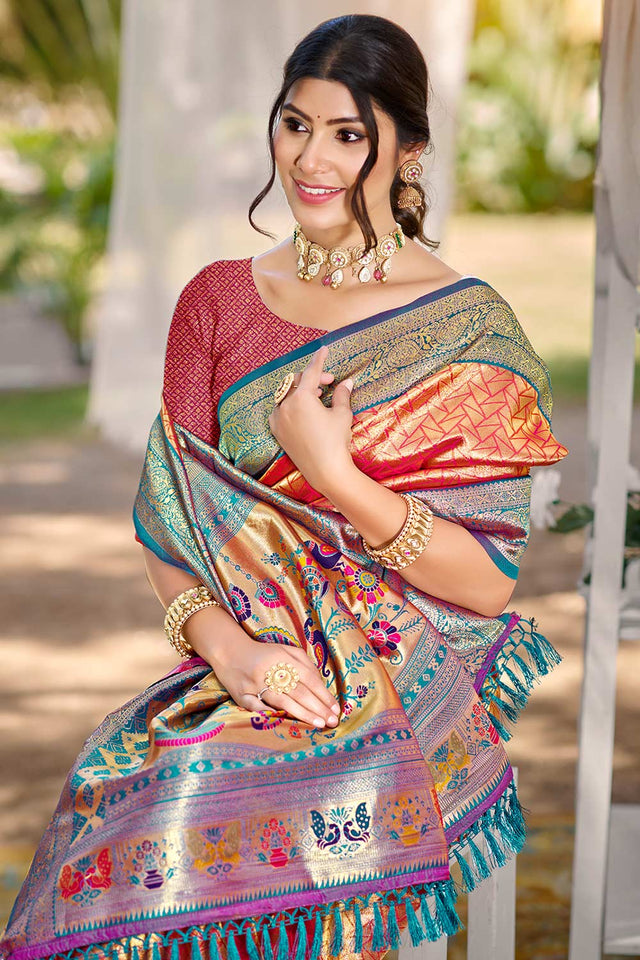 Multi-Color Woven Kanjivaram Silk Saree