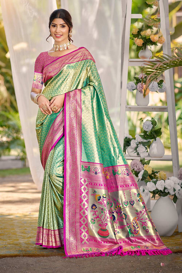 Multi-Color Woven Kanjivaram Silk Saree