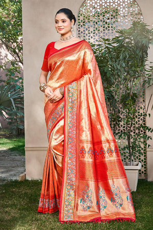 Red Woven Kanjivaram Silk Saree