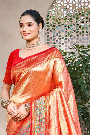 Red Woven Kanjivaram Silk Saree