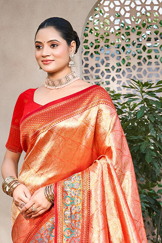Red Woven Kanjivaram Silk Saree
