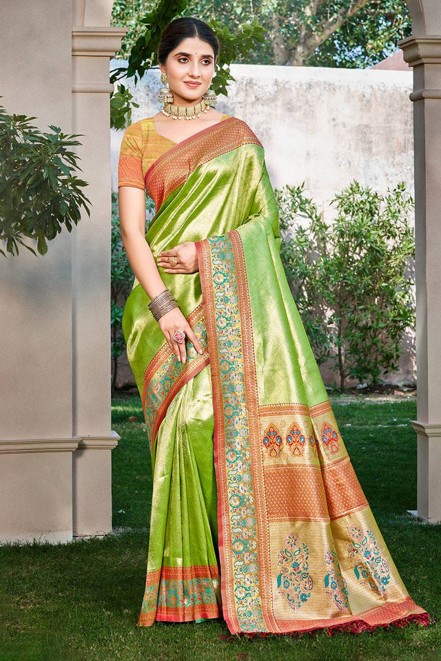 Green Woven Kanjivaram Silk Saree