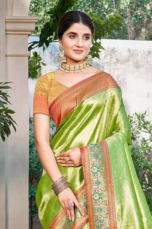 Green Woven Kanjivaram Silk Saree
