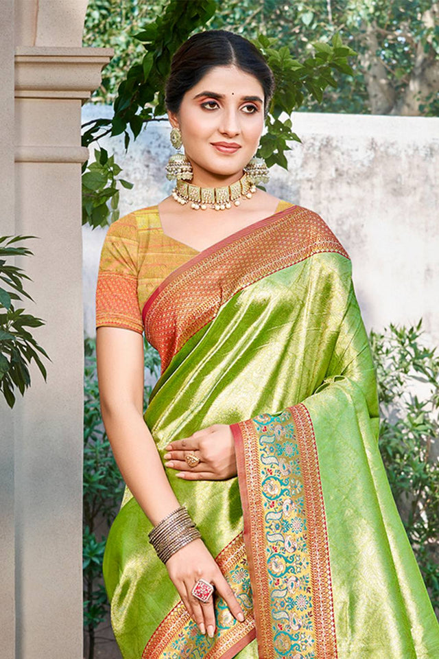 Green Woven Kanjivaram Silk Saree