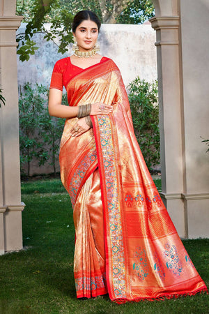 Red Woven Kanjivaram Silk Saree