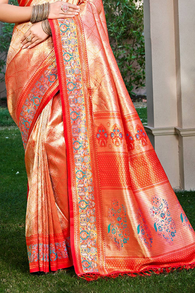 Red Woven Kanjivaram Silk Saree