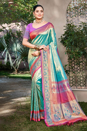 Blue Woven Kanjivaram Silk Saree