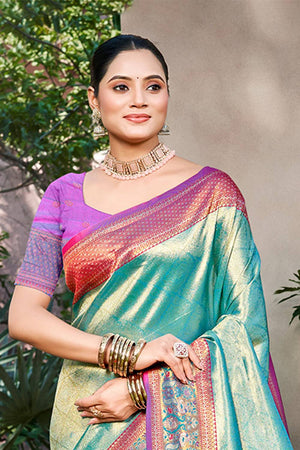 Blue Woven Kanjivaram Silk Saree