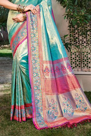 Blue Woven Kanjivaram Silk Saree