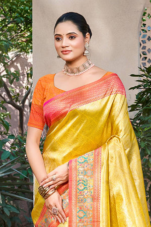 Yellow Woven Kanjivaram Silk Saree