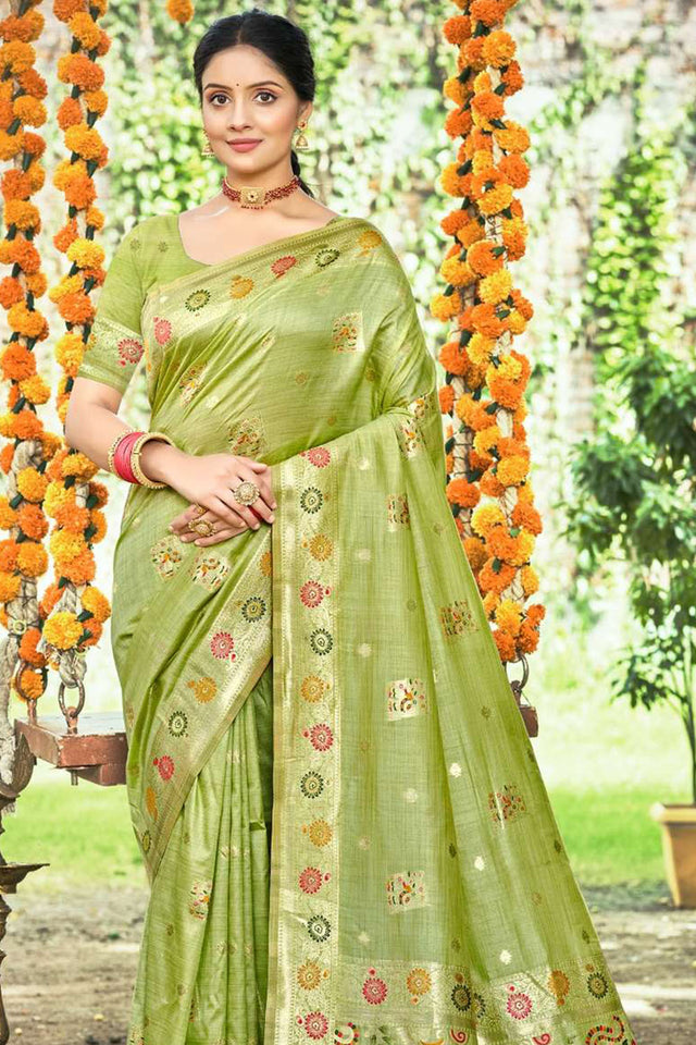 Green Woven Silk Saree