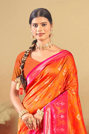Orange Woven Silk Saree