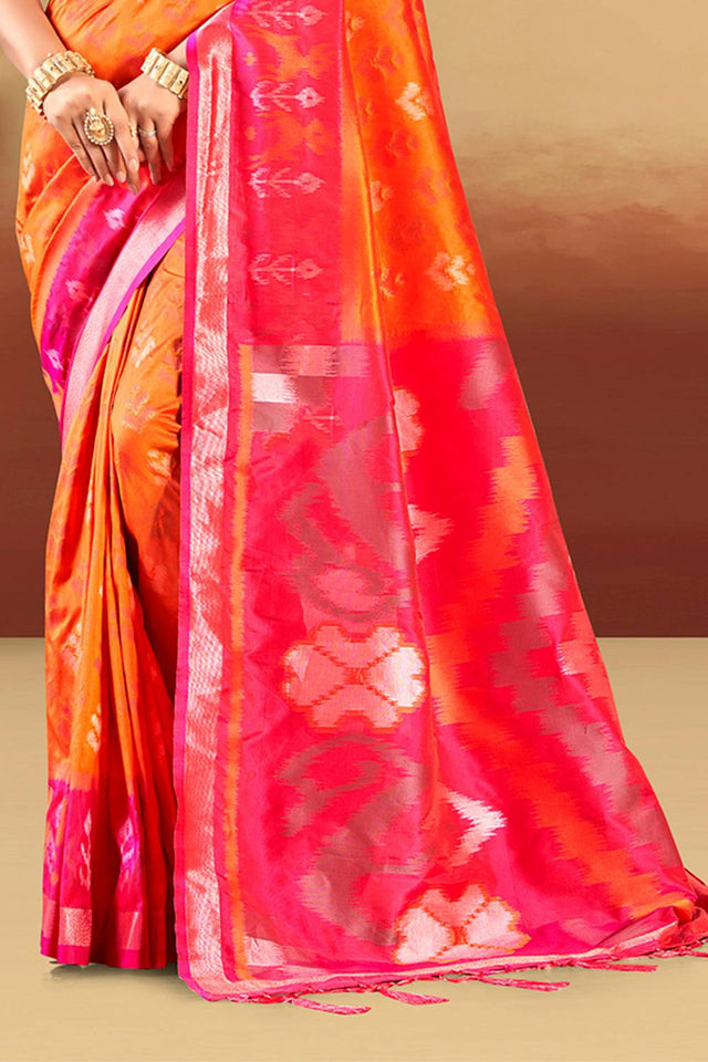 Orange Woven Silk Saree