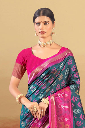 Blue Woven Silk Saree