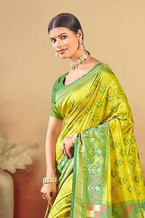 Yellow Woven Silk Saree
