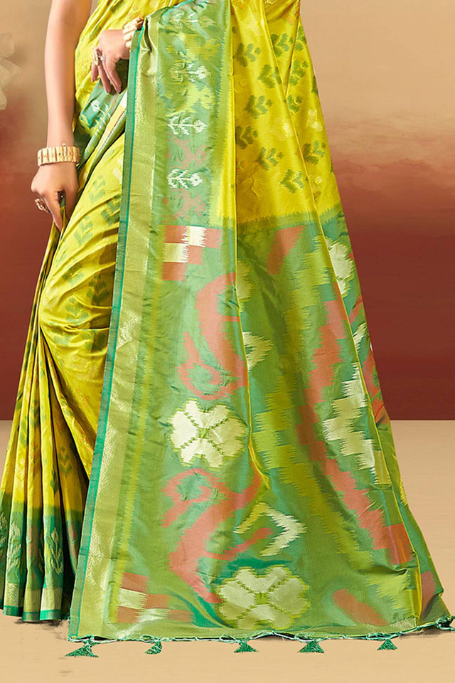 Yellow Woven Silk Saree