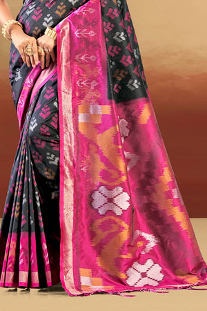 Black Woven Silk Saree