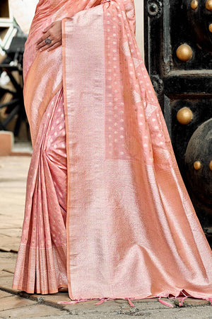 Pink Woven Silk Saree