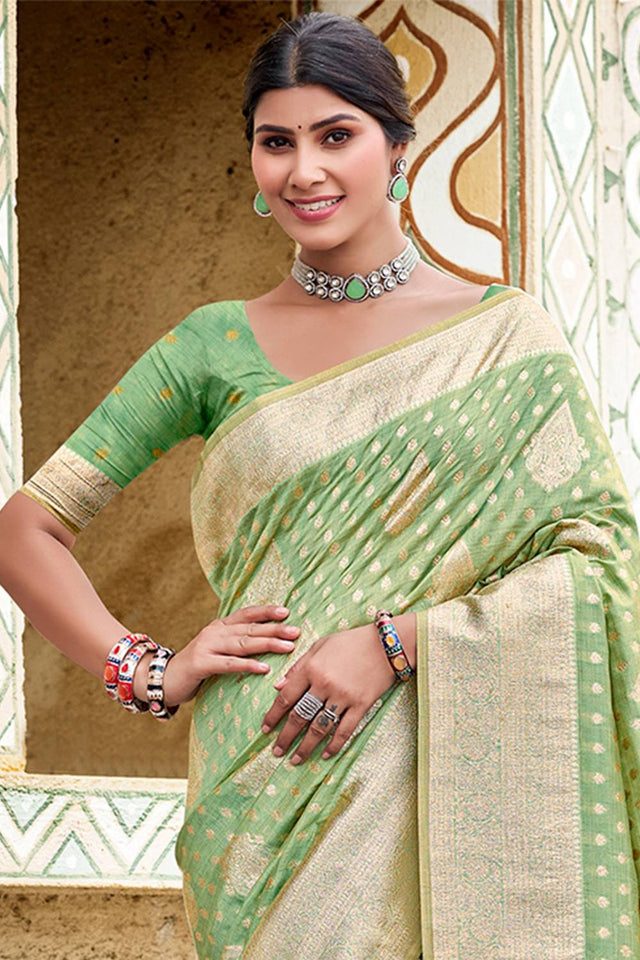 Green Woven Silk Saree