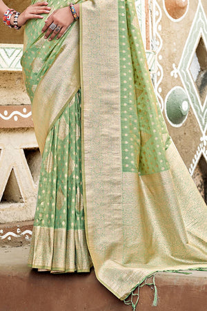 Green Woven Silk Saree