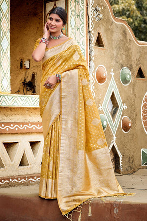 Mustard Woven Silk Saree