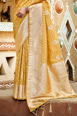 Mustard Woven Silk Saree