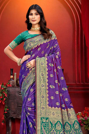 Violet Woven Silk Saree