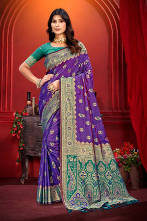Violet Woven Silk Saree