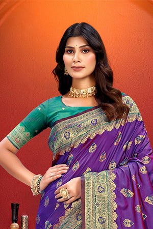 Violet Woven Silk Saree