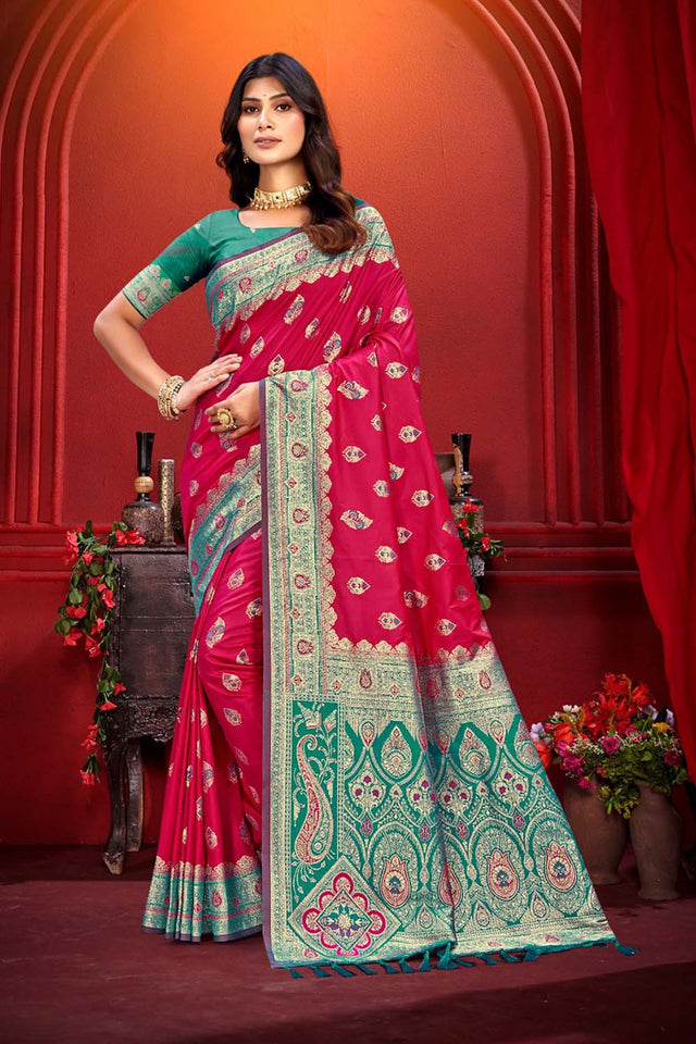 Red Woven Silk Saree