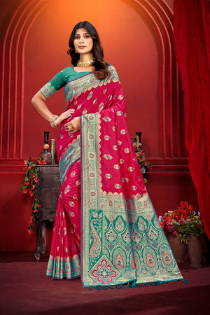 Red Woven Silk Saree