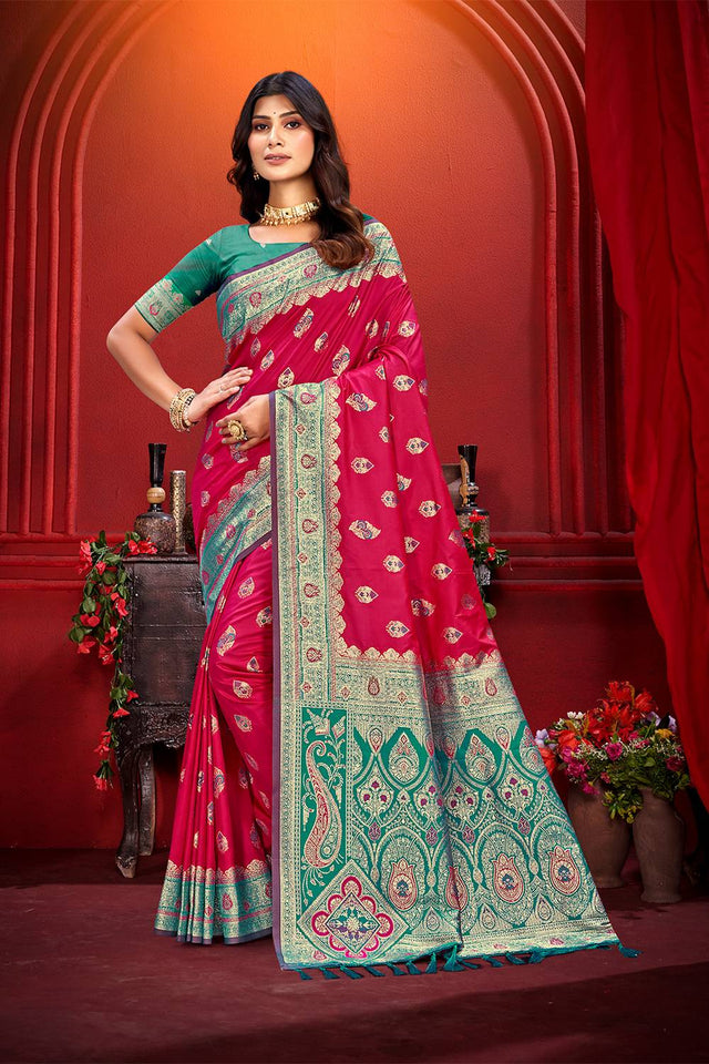 Red Woven Silk Saree
