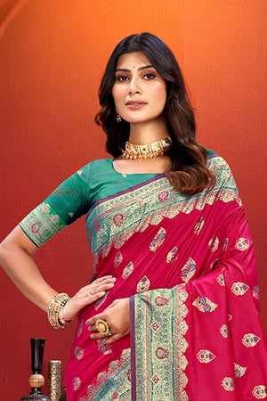 Red Woven Silk Saree