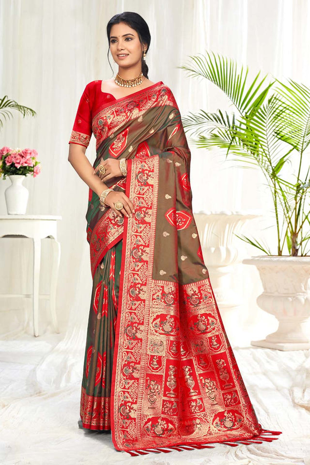 Red Woven Silk Saree