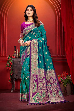 Violet Woven Silk Saree