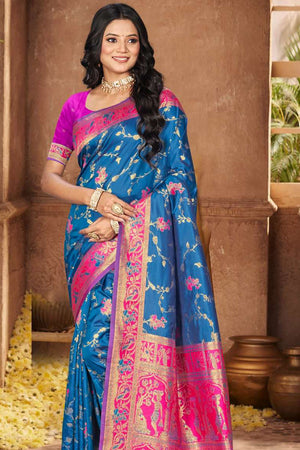 Light Blue Woven Silk Saree