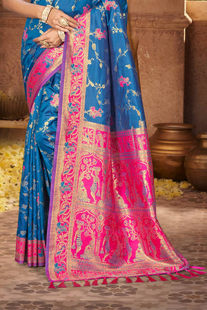 Royal Blue Woven Silk Saree