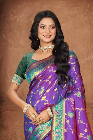 Violet Woven Silk Saree