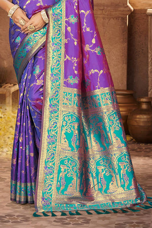 Violet Woven Silk Saree