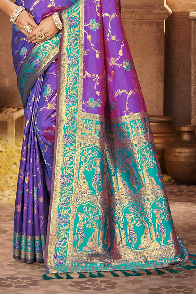 Violet Woven Silk Saree