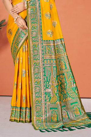 Yellow Woven Silk Saree